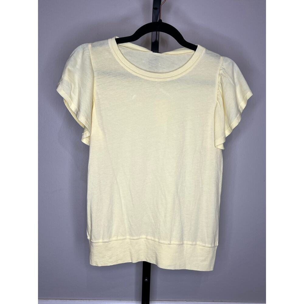 Bobi Los Angeles Flutter Sleeve Tee NWT Sunlight Yellow Top Size S